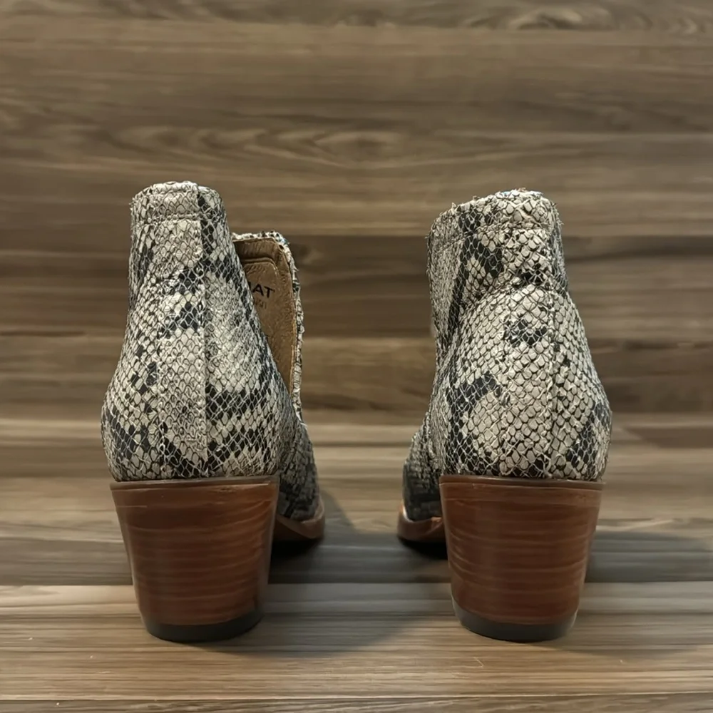 Ariat Leather Snake Print Dixon Snip Toe Ankle Slip On Bootie Boots 6.5 - Picture 9 of 14